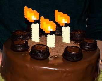 Birthday Candle Pixel art Cake topper 8bit  Birthday Candle hama perler Wedding Party Decoration Nintendo Videogame