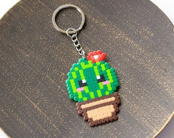 Cacti Keychain Succulent Perler Hama Beads 8bit Kawaii Cactus