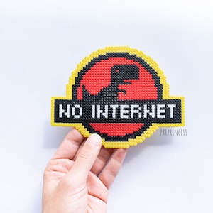 T-Rex Run Pixel Art Magnet | Offline Dino 8 bit | Chrome offline Perler Hama beads | Pixel jump t rex gift | Jurassic Park No Internet