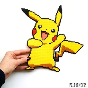 Pikachu magnet pixel art Hama perler beads Pikachu Pokemon sprite image 1