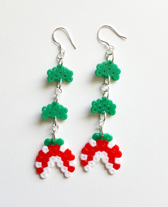 Piranha Plant Earrings Mario Earrings 8 bit Pixel Art Nintendo gifts Geekery Gamer earrings Perler beads Hama beads Geek gifts Nerdy Youch