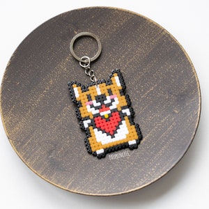 Corgi Dog Keychain Pixel Art Corgi Butt 8 Bit Shiba Golden Retriever ...