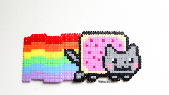 nyan cat magnet pixel art rainbow perler hama beads 8bit etsy nyan cat magnet pixel art rainbow perler hama beads 8bit kawaii kitty unicorn nyan cat meme