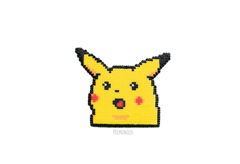 Pikachu Surprised Meme Pixel Art Magnet Hama Perler Beads Pixel Art ...