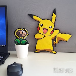 Pikachu magnet pixel art Hama perler beads Pikachu Pokemon sprite image 3