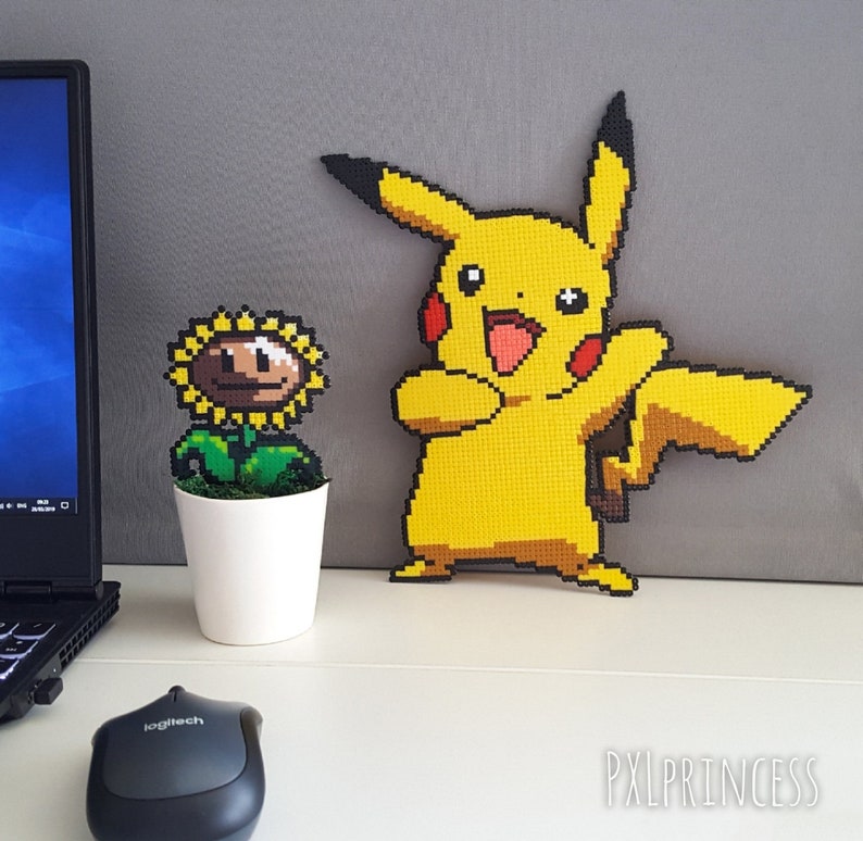 Pikachu magnet pixel art Hama perler beads Pikachu Pokemon sprite image 3