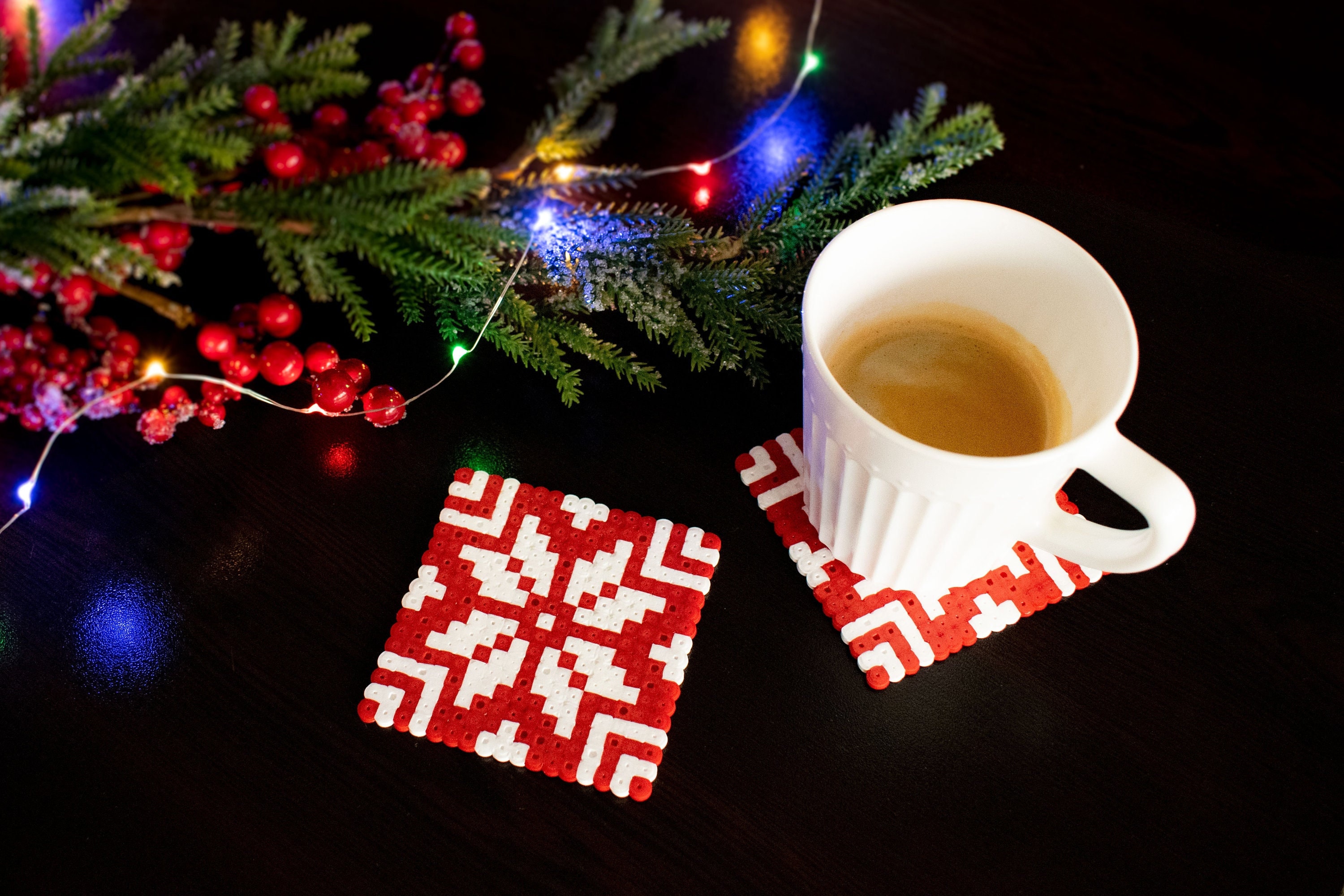 Christmas Coasters Pixel Art Perler Hama Beads Nordic Decor