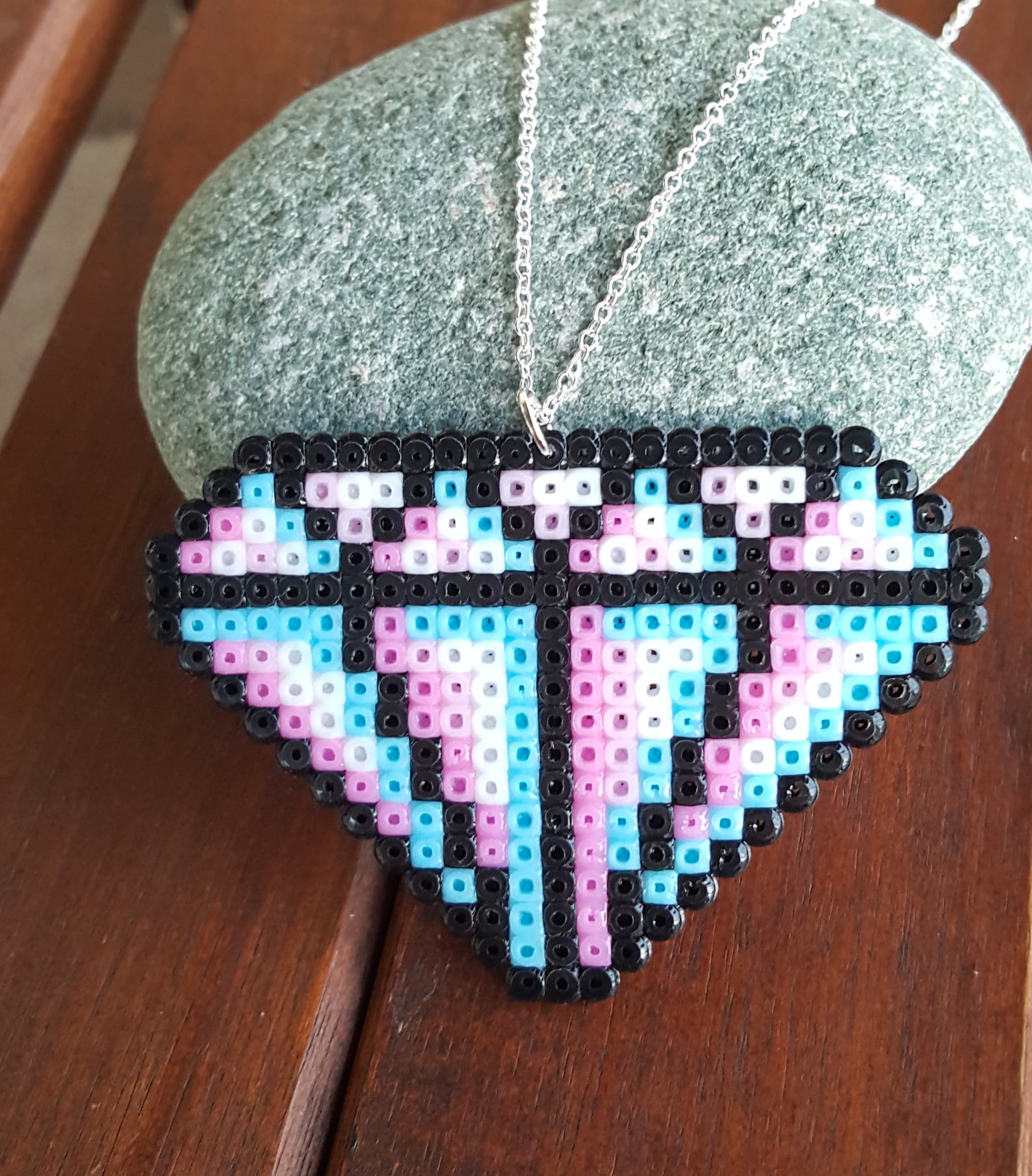 Pixel Diamond Necklace 8 Bit Jewelry Diamond Perler Hama Beads Etsy