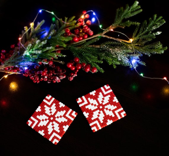 クリスマス hama Christmas Coasters Pixel Art Perler Hama Beads Nordic Decor