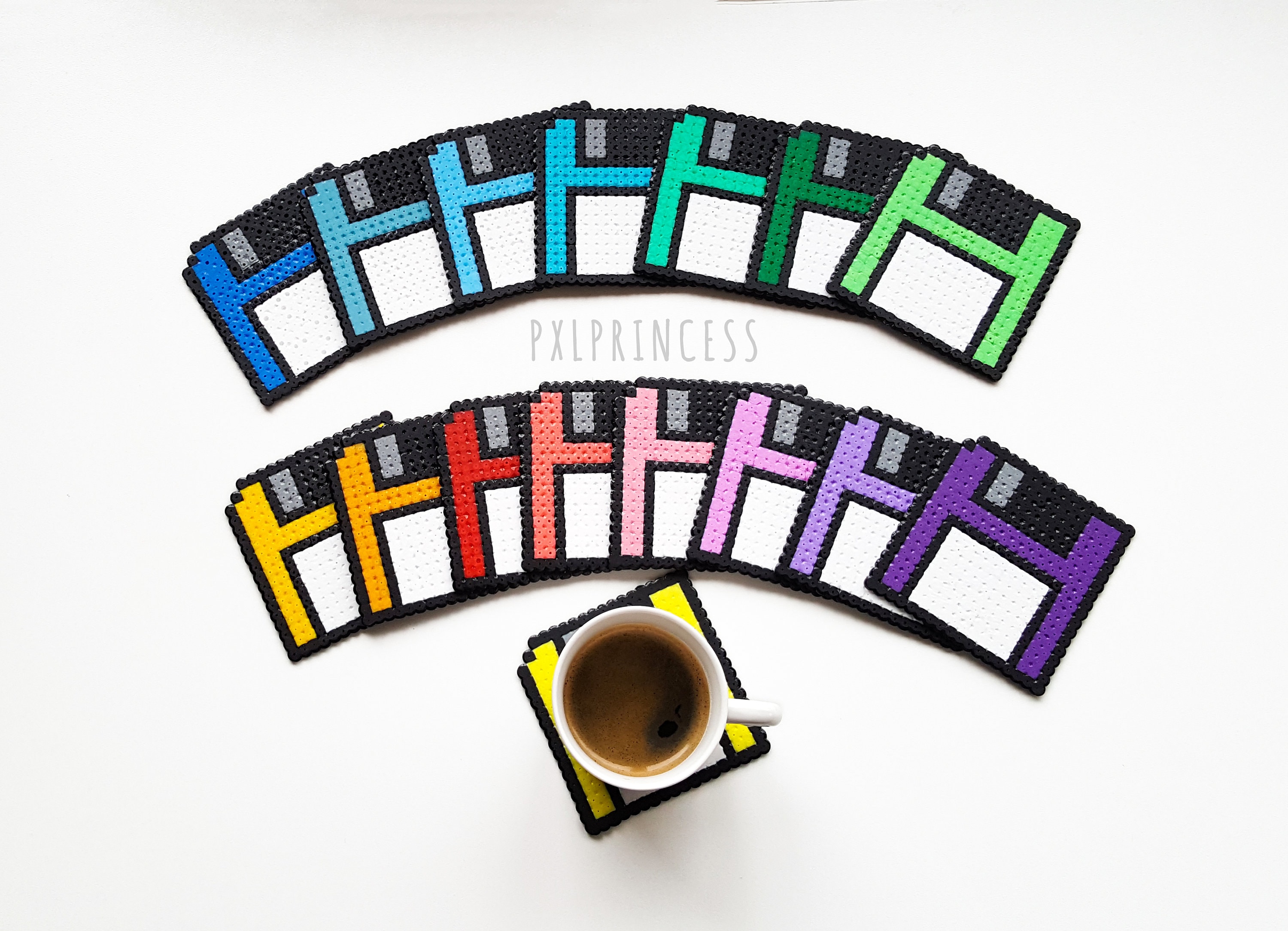 Floppy Disk Coasters Pixel Art Perler Hama Beads Coaster 8 Bit Etsy UK