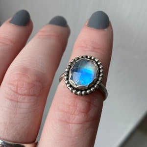 Rainbow Moonstone sterling silver ring | UK size L US approx size 6 | moonstone jewellery | silver rings | gifts for her | boho