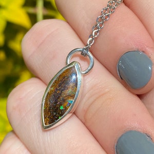 Australian Boulder Opal sterling silver pendant | opal necklace | Boulder Opal jewelery | silver jewelery | opal pendant | Australian opal