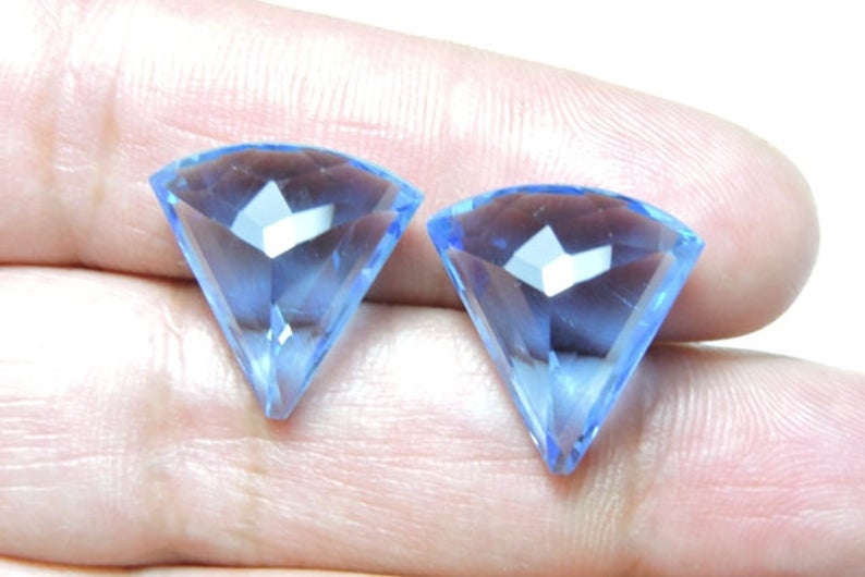 2 Pcs Very Beautiful Tanzanite Blue Quartz Faceted Fancy Shaped Loose Gemstone Size 18X18 MM