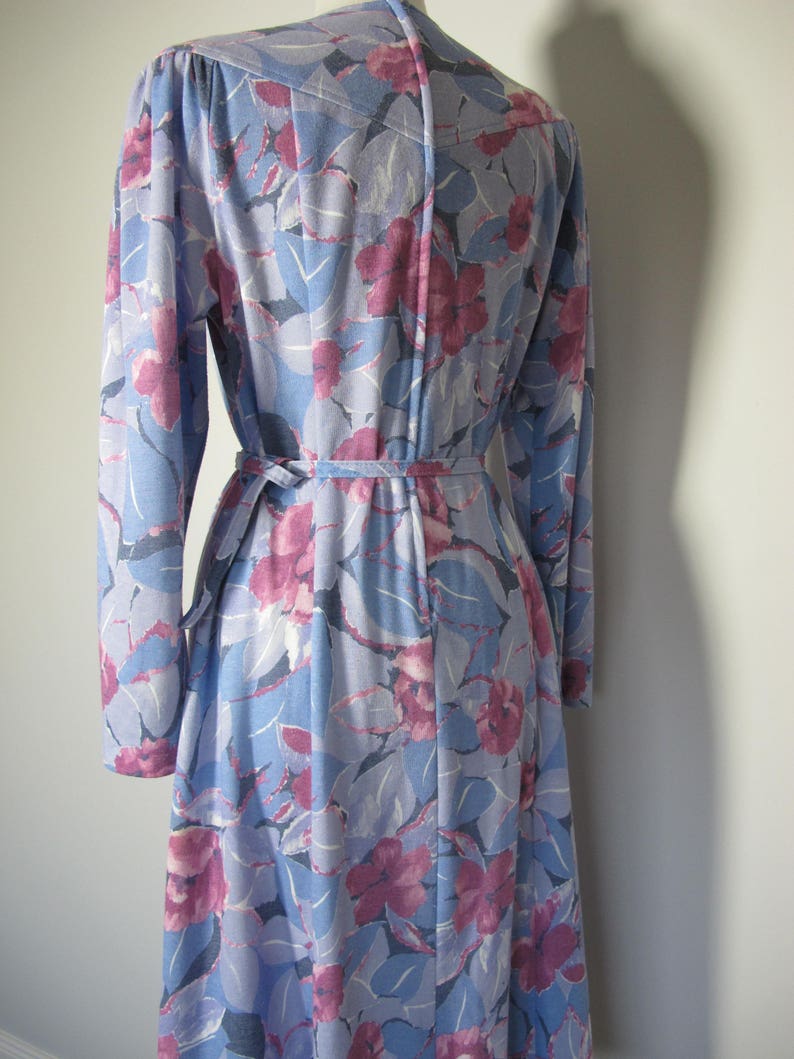 Vintage 1960s Lovely Pink Blue Floral Day 50s 60s Dress L XL XXL image 5