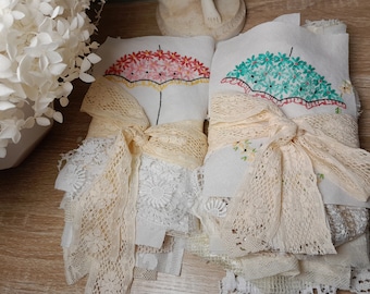 Antique Lace Collection: 1900s Vintage Craft Kit, Embroidered Linen