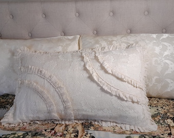 Victorian White Cotton Pillow Sham: Edwardian Bed Linen, 21” X 26