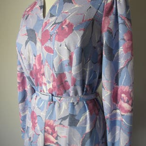 Vintage 1960s Lovely Pink Blue Floral Day 50s 60s Dress L XL XXL image 1