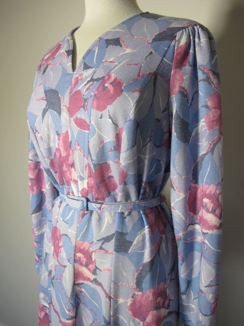 Vintage 1960s Lovely Pink Blue Floral Day 50s 60s Dress L XL XXL image 1