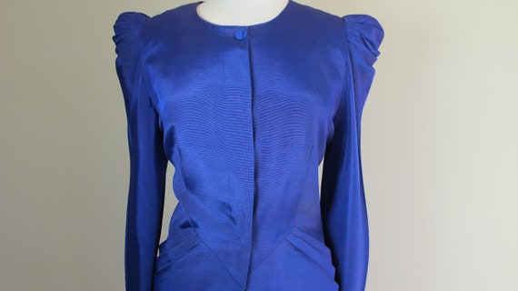 Fabulous 80s Indigo POWER SUIT Skirt Jacket 40's S