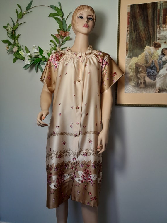Vintage 1960's Japanese Floral Silky Dressing Gow… - image 7