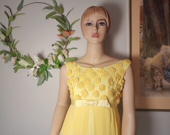 Vintage 1950's 1960's Mod Silk Chiffon Dress XXS or Teen Girls Dress - Bust 32"/33"