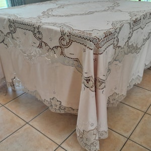 Absolutely Breathtaking New with Tags BANQUET Point de Venise Tablecloth Bedspread Handmade Embroidered Needlework Venetian Lace Cutwork