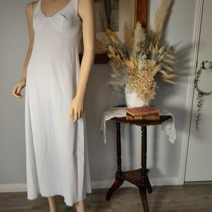 Vintage 1950's 1960s White Nylon Long Slip Negligee Slip Dress Retro Vintage