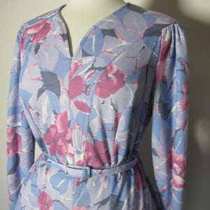 Vintage 1960s Lovely Pink Blue Floral Day 50s 60s Dress L XL XXL image 3