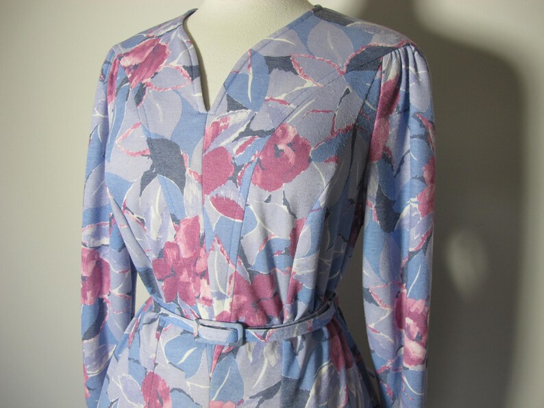 Vintage 1960s Lovely Pink Blue Floral Day 50s 60s Dress L XL XXL image 3