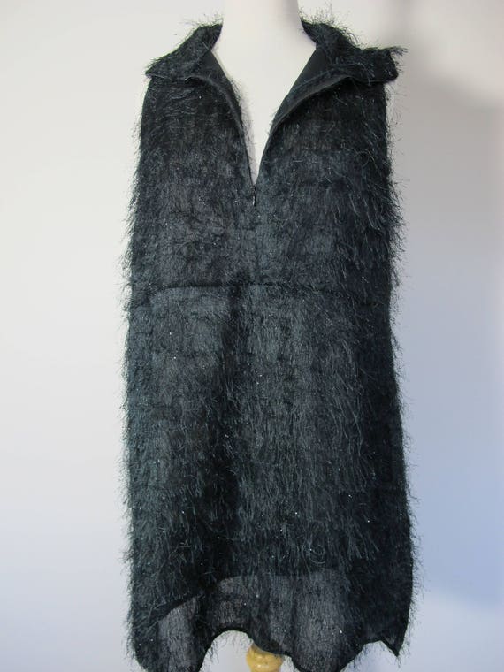 90s Vintage Feathered Dress Fluffy Black Feather Plunging Neck Etsy