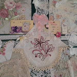 Romantic Large Victorian Edwardian Slow Stitch Junk Journal Pack Antique Linens Laces Embroidery Bundle