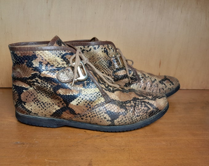 Python Skinned Shoes Real Python Snakeskin Leather ITALIAN Stylish Boots ~ Super Comfy to ...