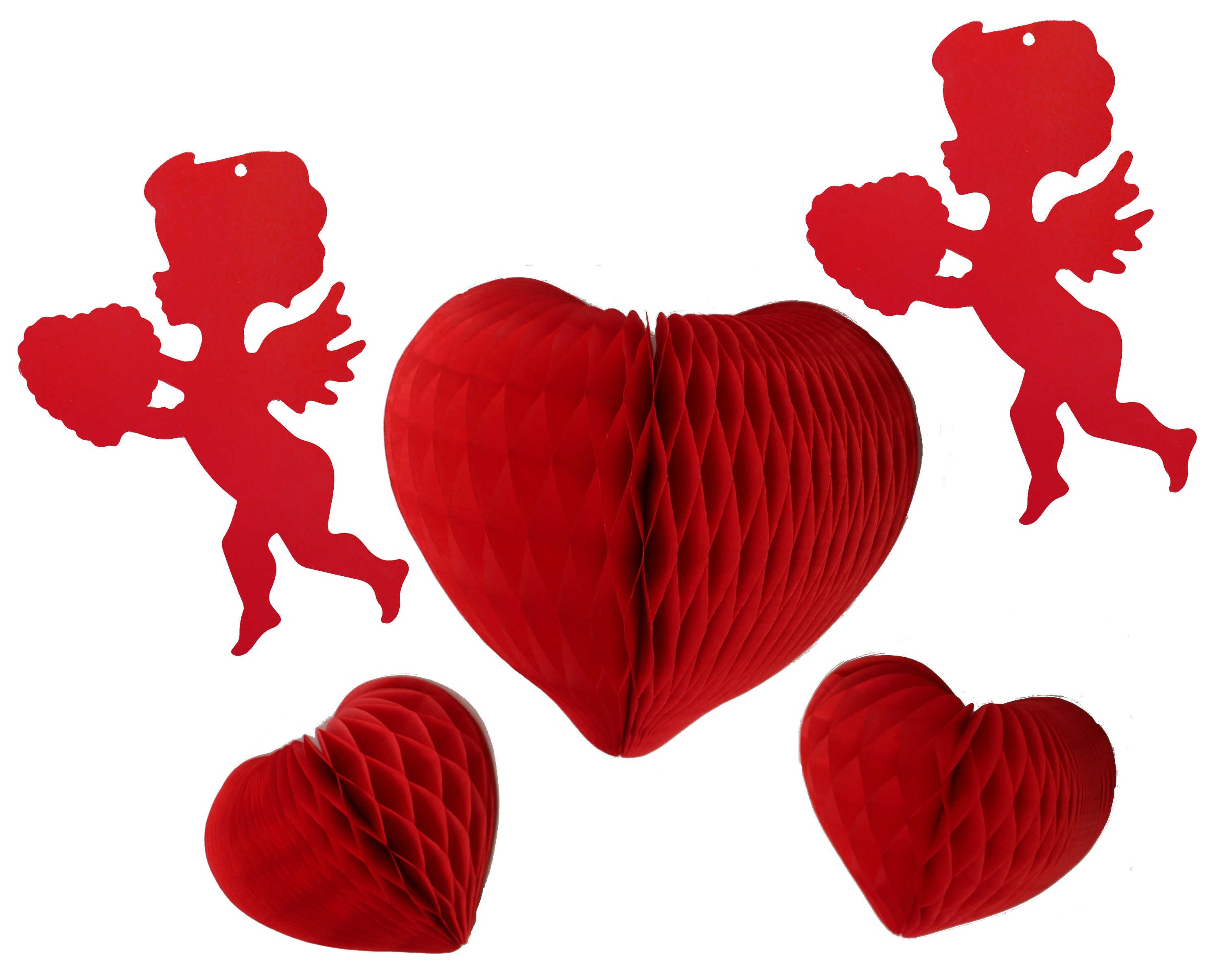 8pcs, Valentines Day Decorations Honeycomb Centerpiece,3D Valentines Day  Table Decor, Heart Cupid Valentines Day Table Decorations, Valentines Table  C