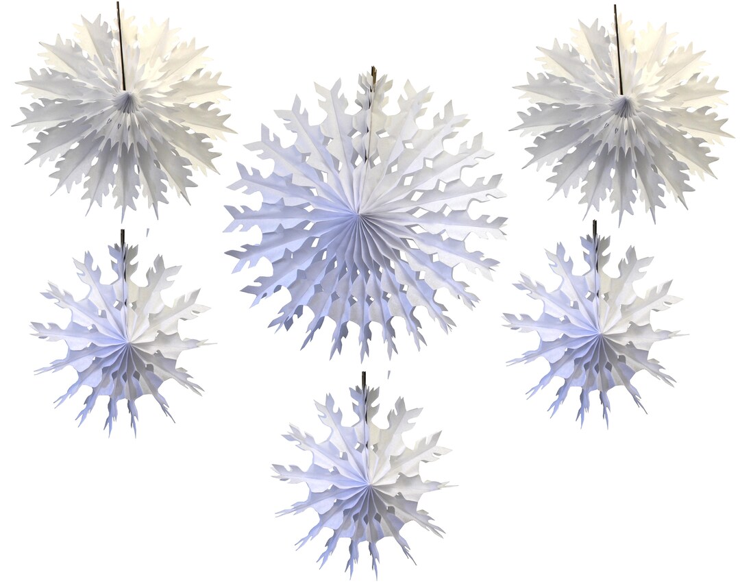 Set of 6 White Tissue Paper Snowflake Decorations 1522 Etsy