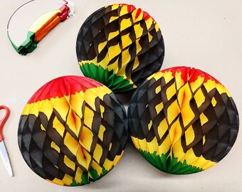 3-pack Kwanzaa Themed Honeycomb Tissue Balls (Multiple Sizes)