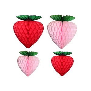 4-Piece Set of Tissue Paper Strawberry Decorations (Assorted Colors)