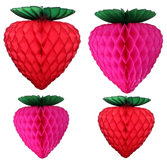 12 Pcs Strawberry Birthday Party Decorations Supplies Include 5 Strawberry  Honeycomb Balls 1 Strawberry Garland 6 Paper Fans Decor Strawberry