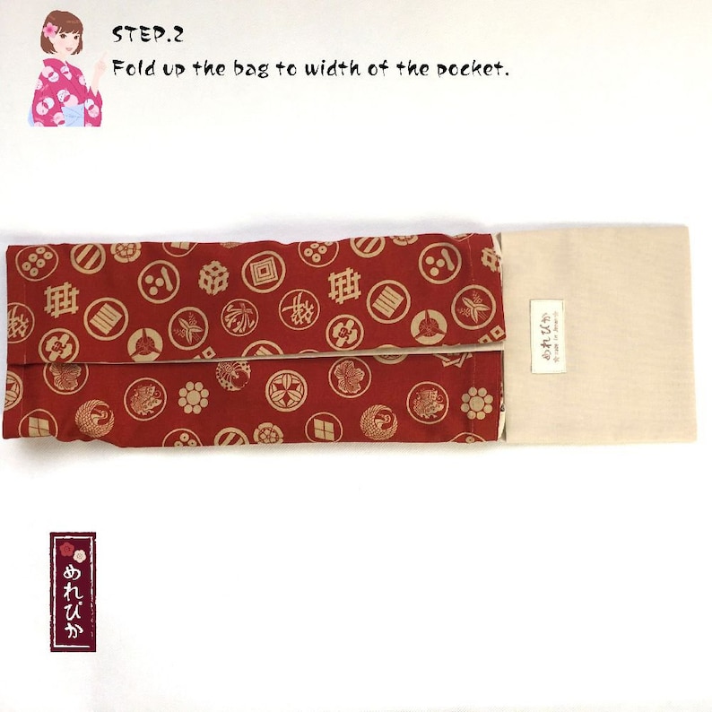 Free Shipping Eco Folding Shopping Bags Japanese style fabrics Cotton Family Crest Brick Red Compact Travel Bags Handbags ES0001-06-RE