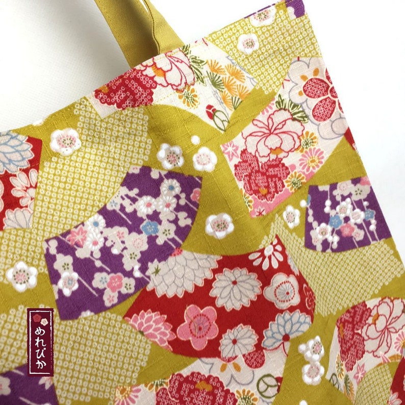 Eco Folding Shopping Bags Japanese style fabrics Cotton Floral Mustard Compact Bags Travel Bags Handbags Free Shipping ES0001-04-MU