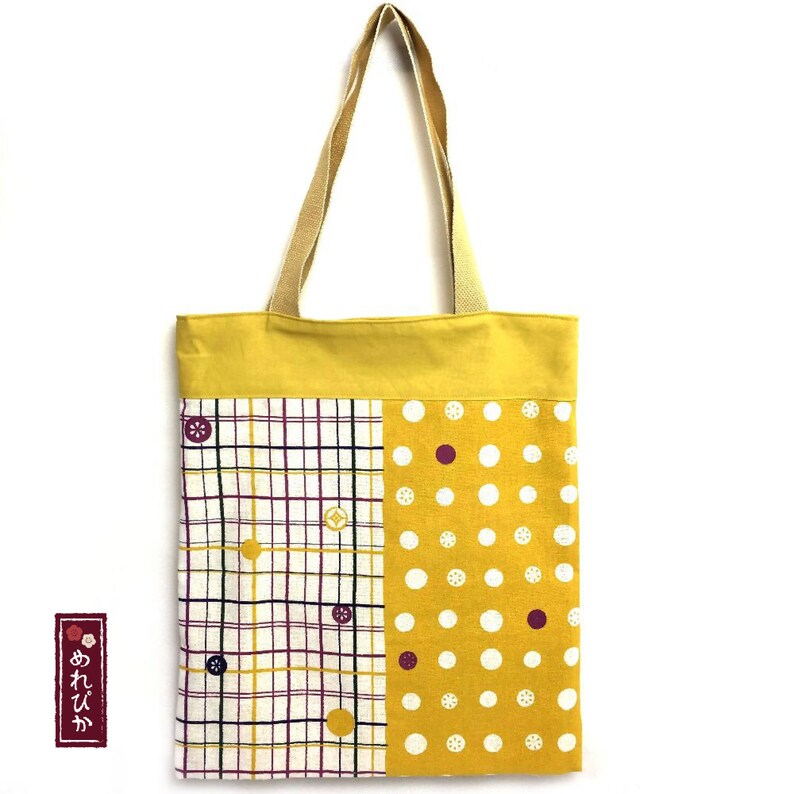 Tote Bag Japanese Tenugui fabrics Cotton Mustard Shopping Bags Travel Bags Handbags Eco Shopping Bags Mens Bags BT0008-MA Free Shipping!