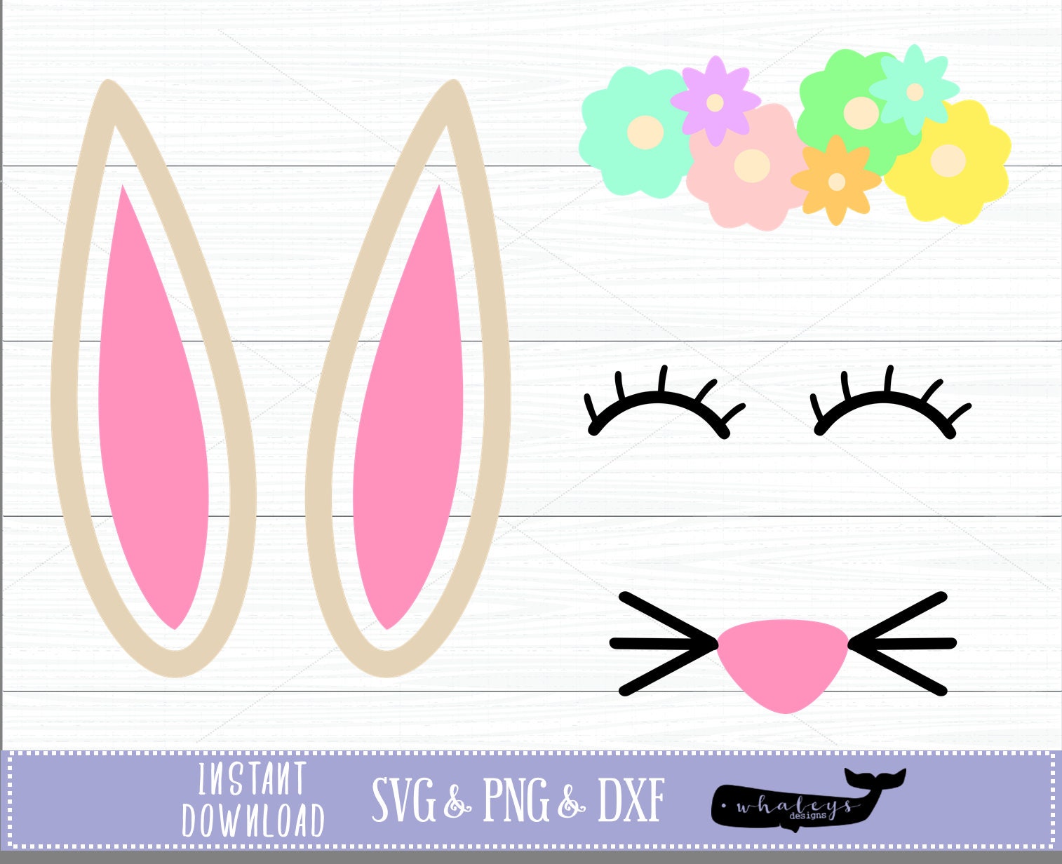 Bunny Face SVG, Rabbit PNG, Bunny Head DXF, Easter Cut File, Spring ...