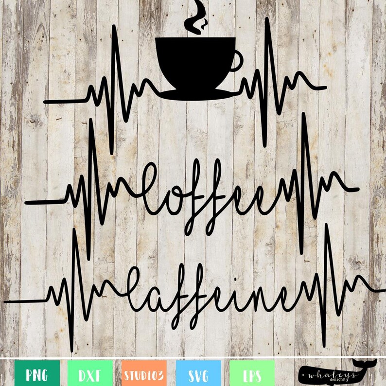 Download Heartbeat Coffee Cup SVG Heartbeat Coffee Word and Caffeine | Etsy