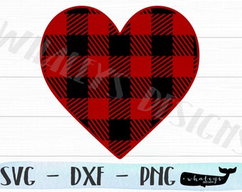 Buffalo Check Heart Cut File, Love DXF, Heart PNG, Silhouette and Circuit Design File, Valentine's Day, Winter, Holiday, February 14