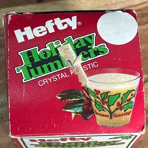 Hefty Holiday Tumblers Crystal Plastic Open Box 16 Cups 1981 Vintage Christmas
