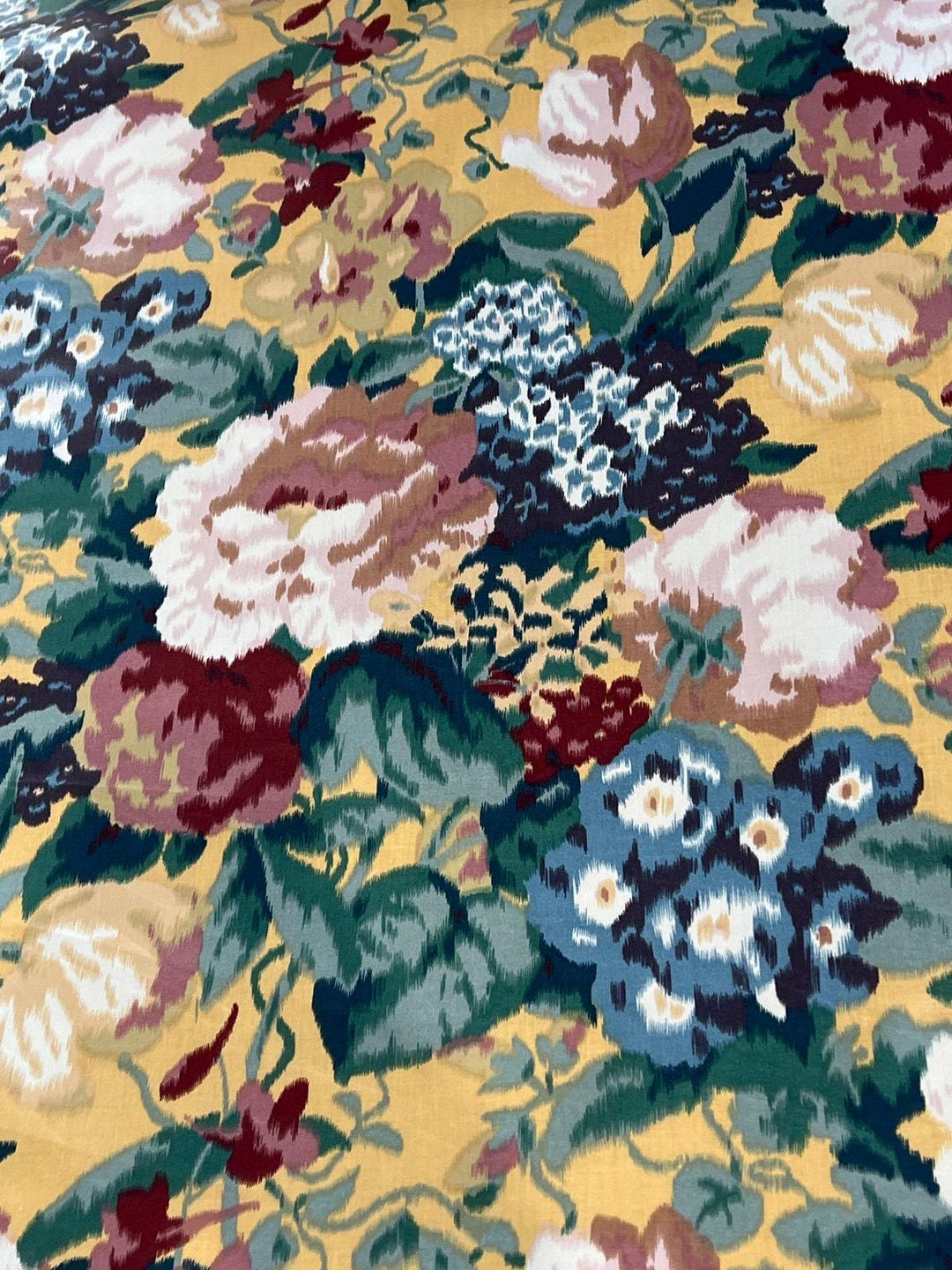 Vintage Jay Yang Upholstery Fabric Watercolor Floral Chintz Cotton by ...
