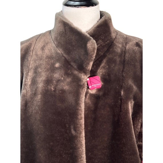 Sasson Faux Fur Jacket Womens Medium Brown Lined … - image 2