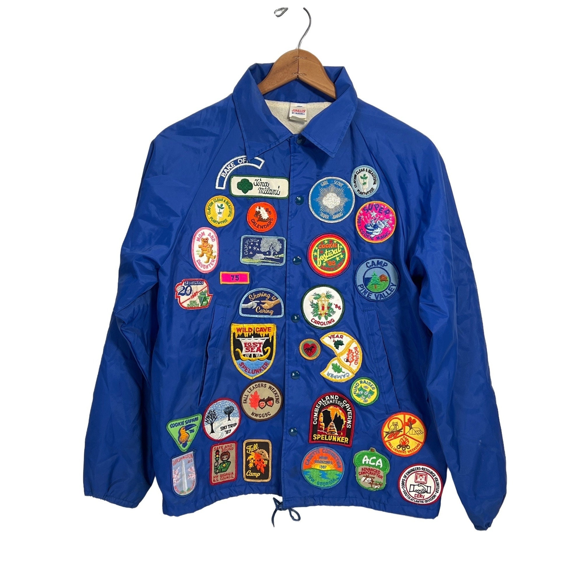 Ropa Ropa para niña Chaquetas y abrigos Vintage Girl Scout de Usa Windbreaker Chaqueta con Parches 