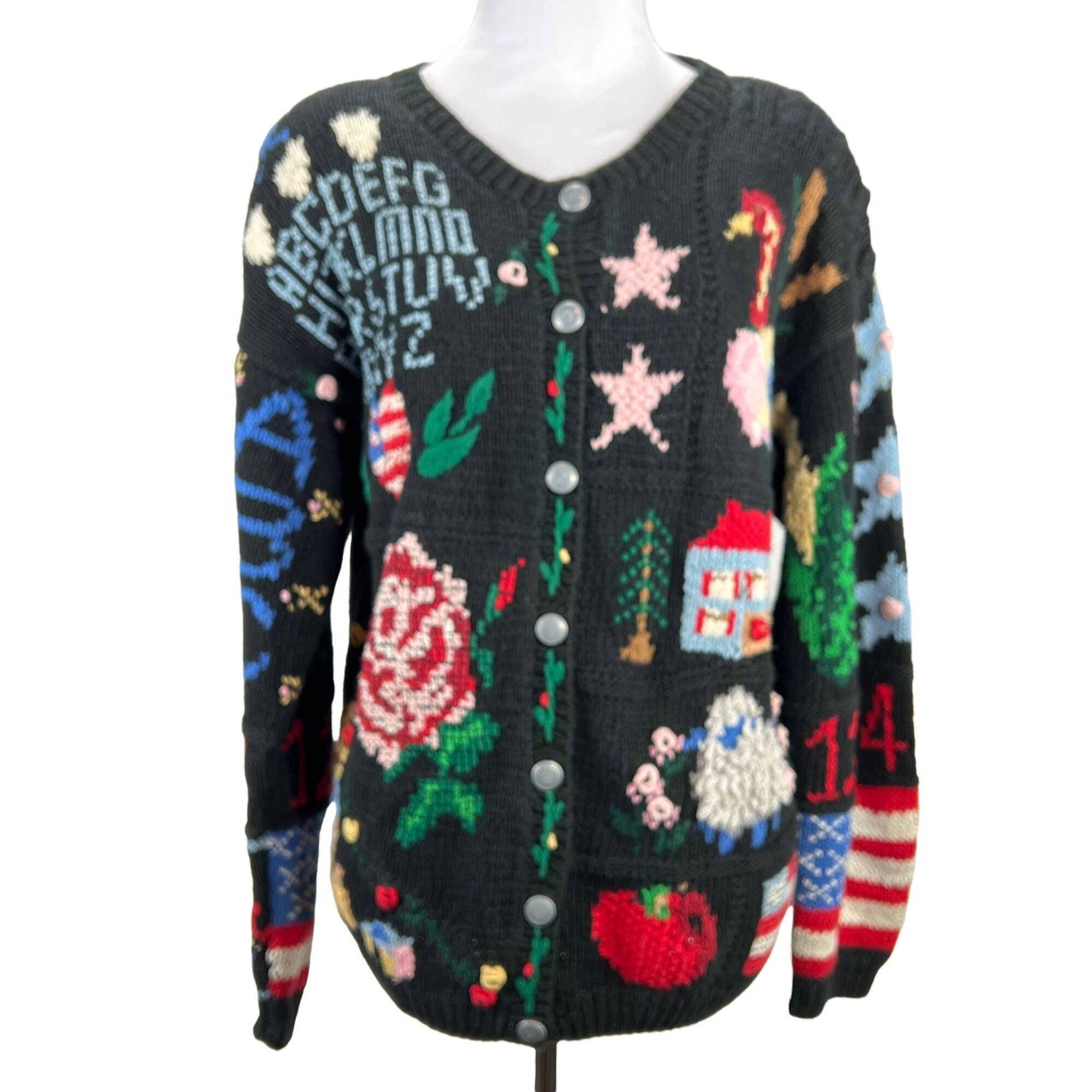 Eagles Eye Cardigan Sweater Small Allover Teacher School