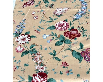Jay Yang Tyg Blommiga Linor Raleigh Sepia Heminredning Bomull Chintz Vintage Styckvis