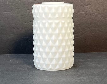 Vintage Glass Lamp Shade Geometric Hobnail White Matte Pendant Made in Italy